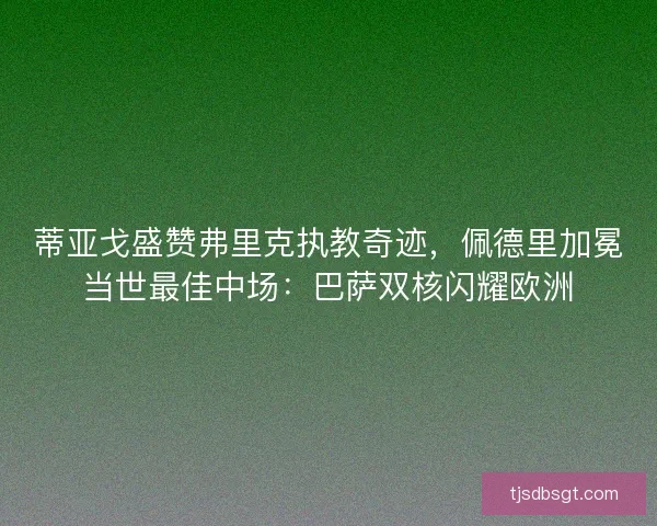 蒂亚戈盛赞弗里克执教奇迹，佩德里加冕当世最佳中场：巴萨双核闪耀欧洲
